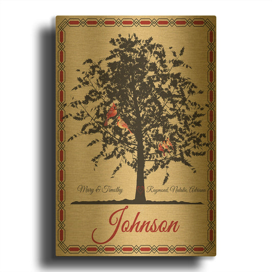'Family Tree Personalized' By Jean Plout Gold Metal Wall Art