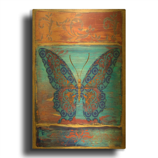 'Fantasy Butterfly 2' By Jean Plout Gold Metal Wall Art