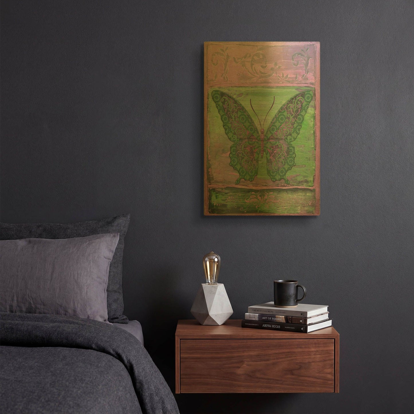 'Fantasy Butterfly Purple' By Jean Plout Gold Metal Wall Art