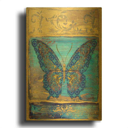 'Fantasy Butterfly Yellow' By Jean Plout Gold Metal Wall Art