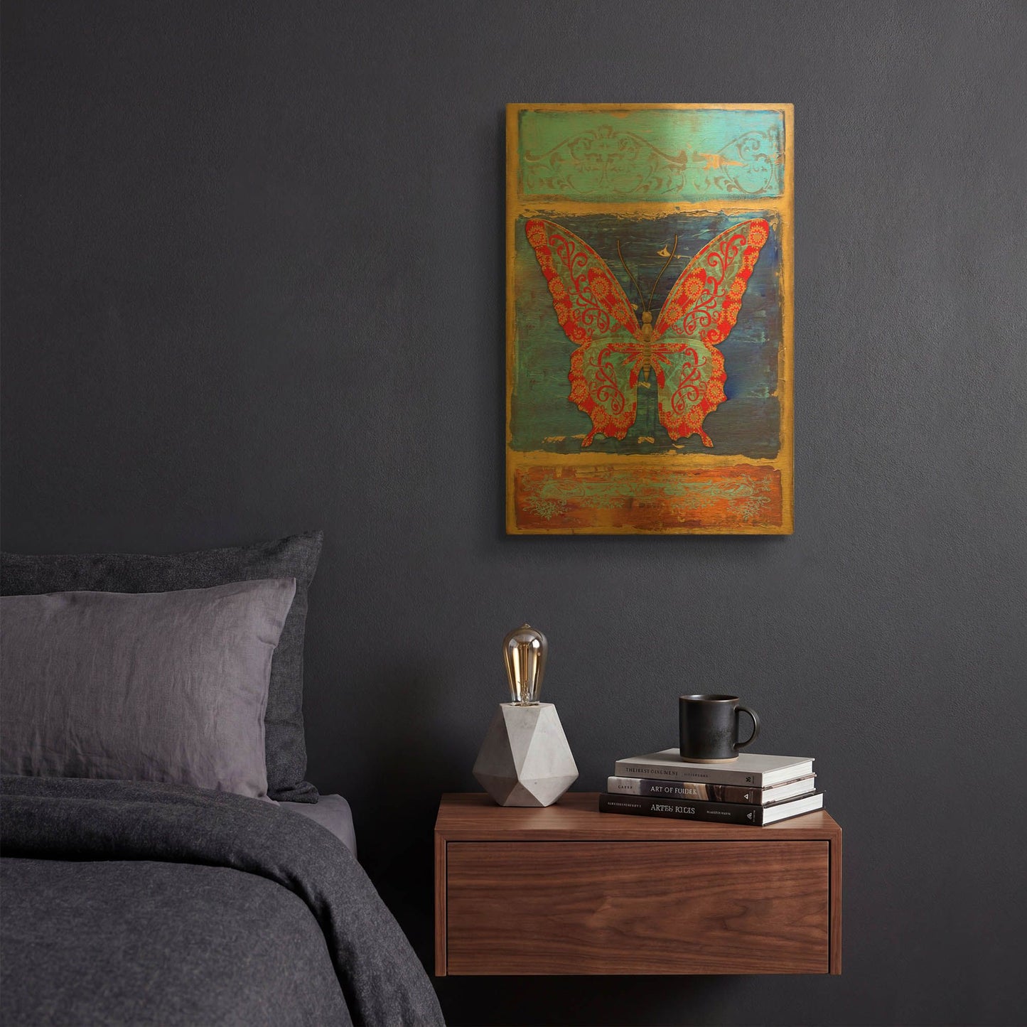 'Fantasy Butterfly' By Jean Plout Gold Metal Wall Art