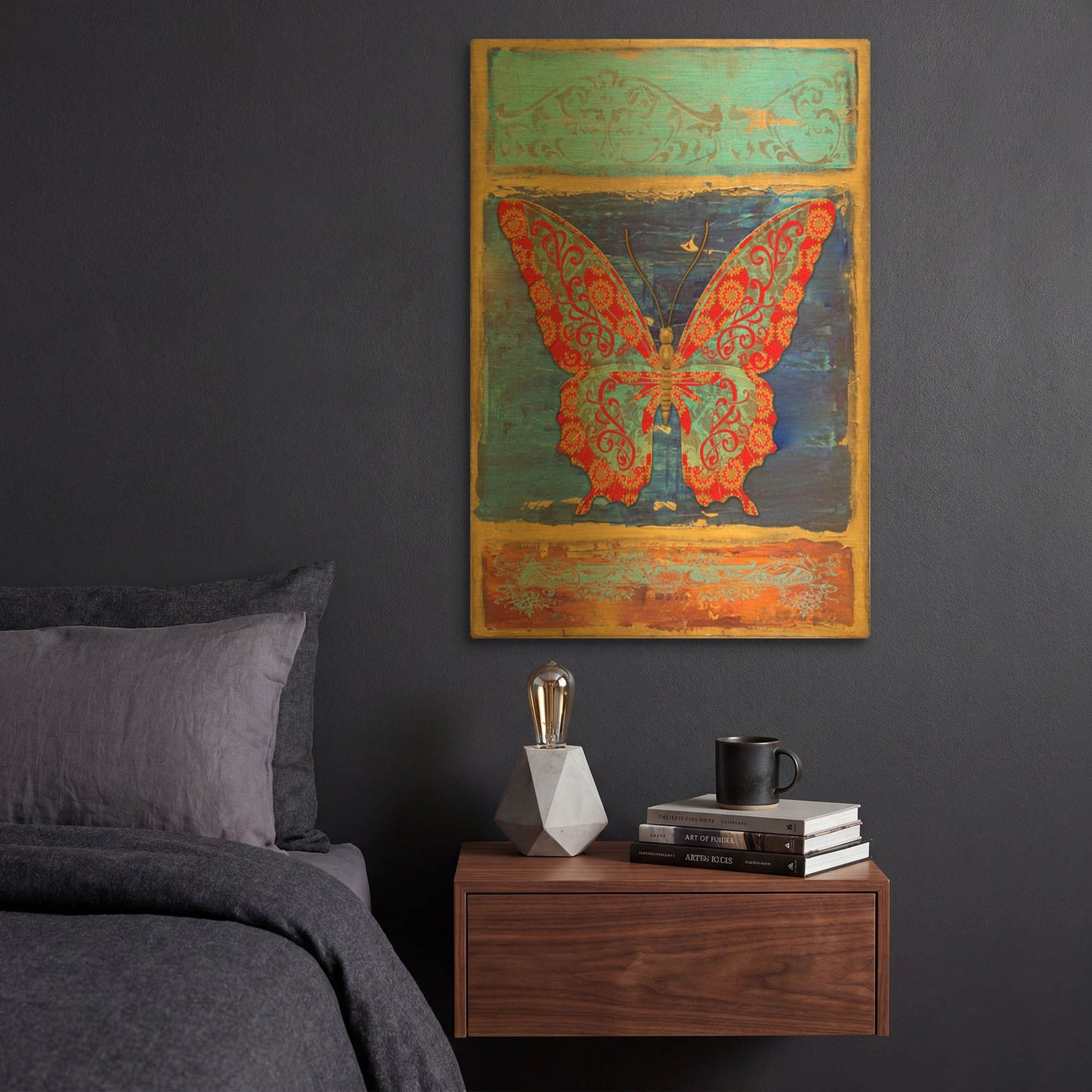 'Fantasy Butterfly' By Jean Plout Gold Metal Wall Art