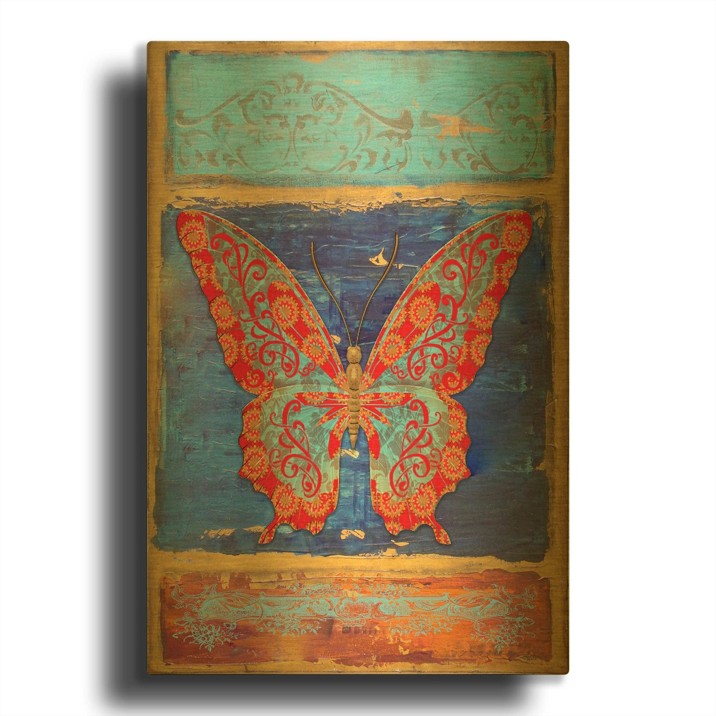 'Fantasy Butterfly' By Jean Plout Gold Metal Wall Art