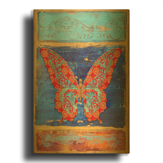 'Fantasy Butterfly' By Jean Plout Gold Metal Wall Art