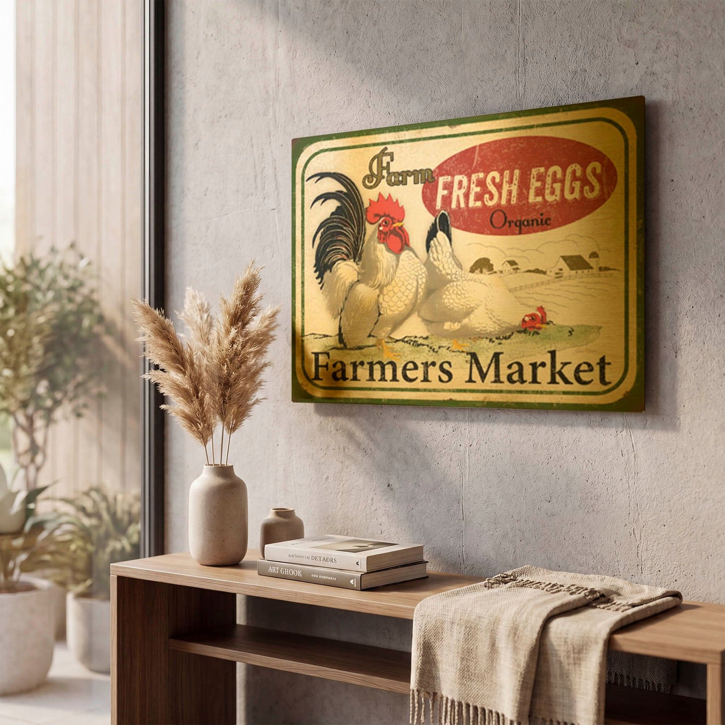 'Farm Fresh Eggs A' By Jean Plout Gold Metal Wall Art
