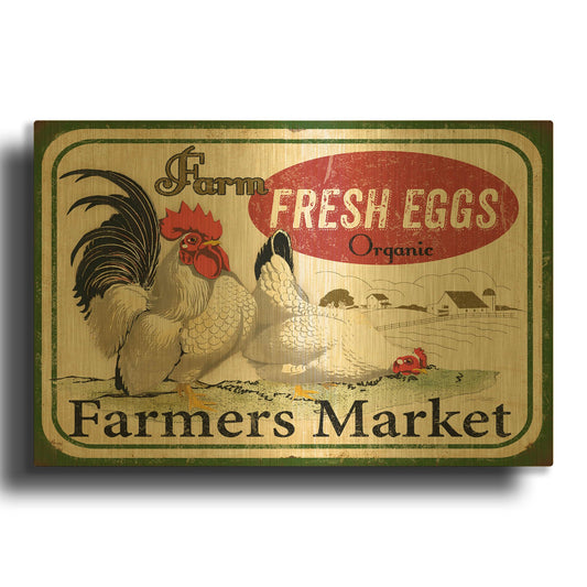 'Farm Fresh Eggs A' By Jean Plout Gold Metal Wall Art