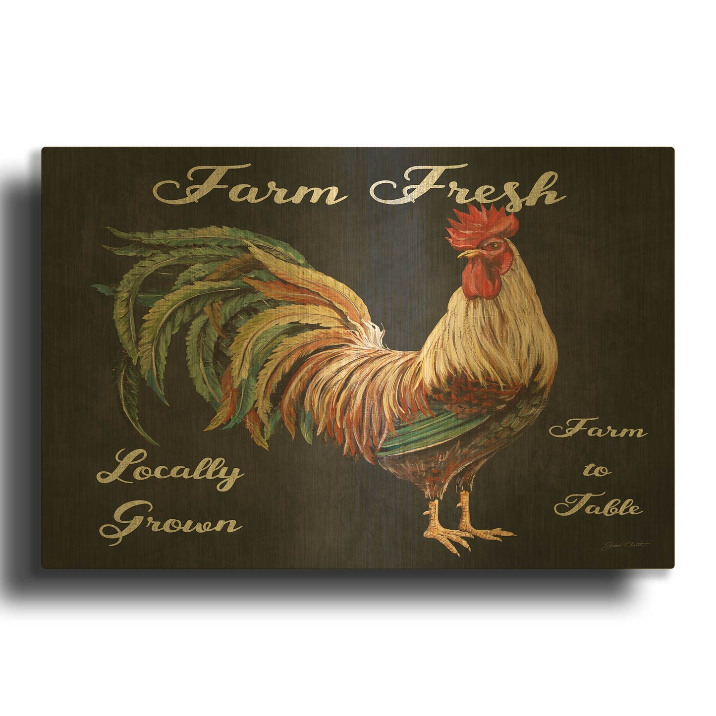 'Farm Fresh Black' By Jean Plout Gold Metal Wall Art