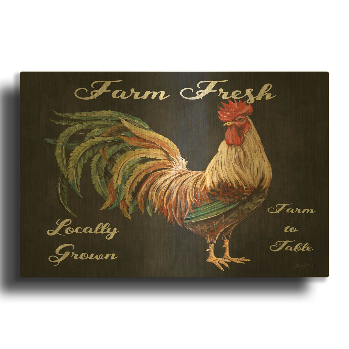 'Farm Fresh Black' By Jean Plout Gold Metal Wall Art