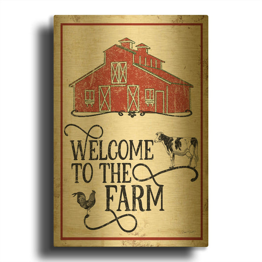'Farm Signs C' By Jean Plout Gold Metal Wall Art