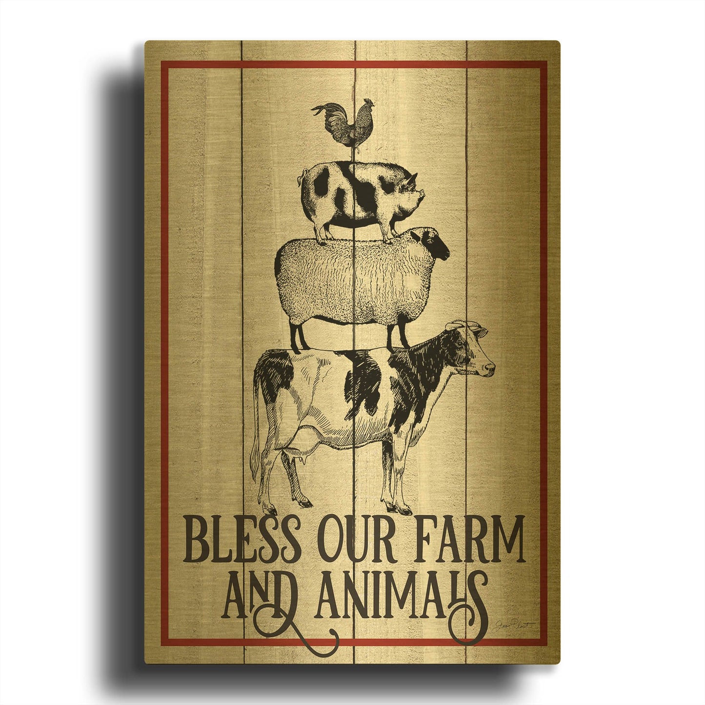 'Farm Signs E' By Jean Plout Gold Metal Wall Art