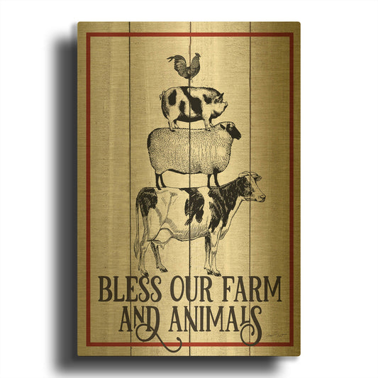 'Farm Signs E' By Jean Plout Gold Metal Wall Art