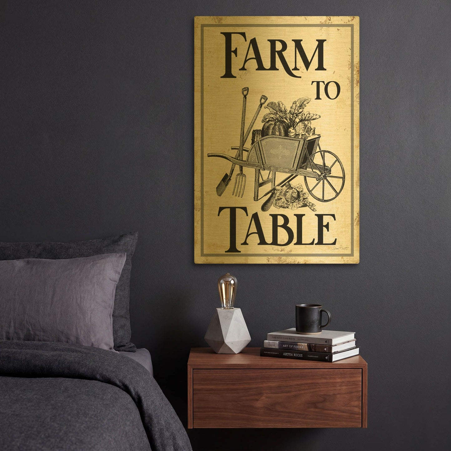 'Farm Signs G' By Jean Plout Gold Metal Wall Art