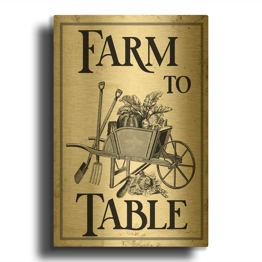 'Farm Signs G' By Jean Plout Gold Metal Wall Art