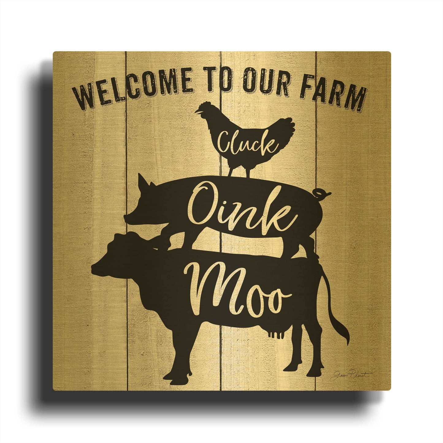 'Farm Signs I' By Jean Plout Gold Metal Wall Art
