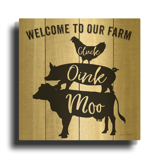 'Farm Signs I' By Jean Plout Gold Metal Wall Art