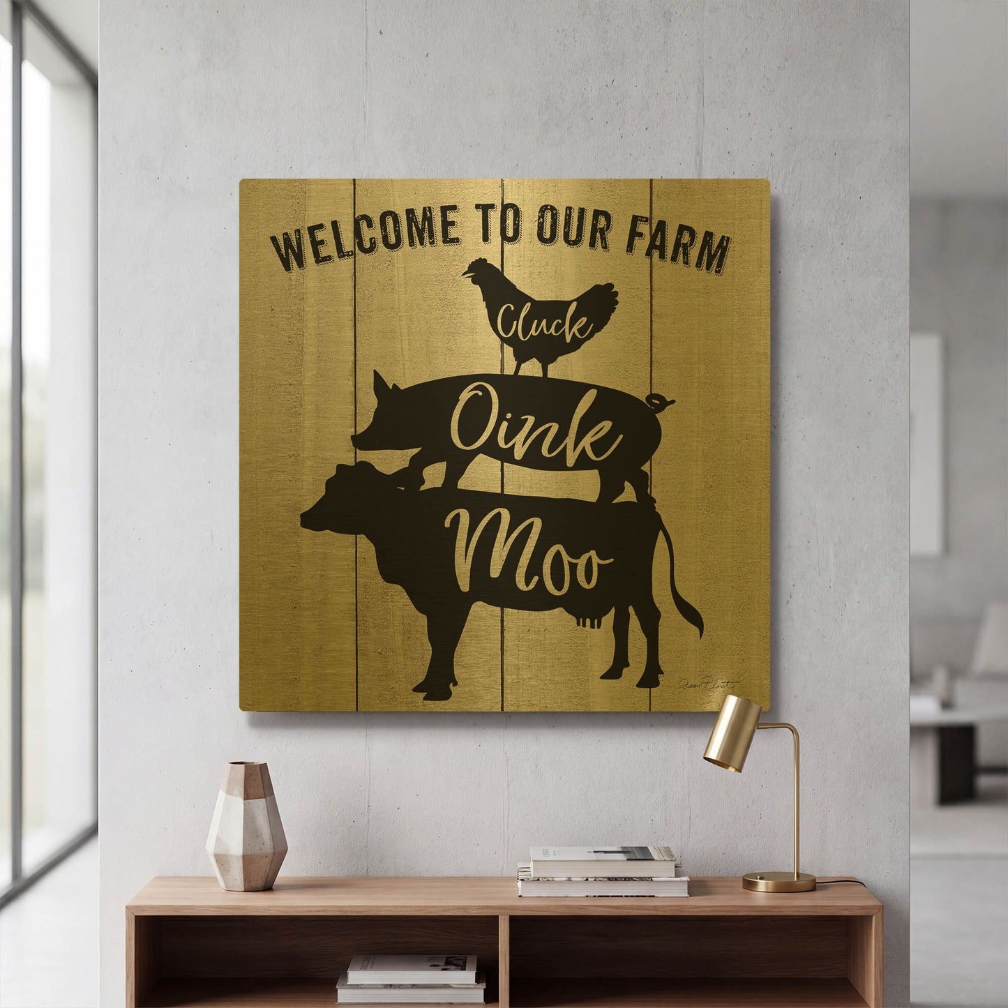 'Farm Signs I' By Jean Plout Gold Metal Wall Art