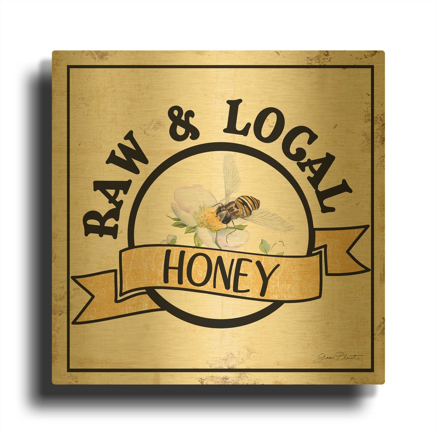'Farm Signs K' By Jean Plout Gold Metal Wall Art