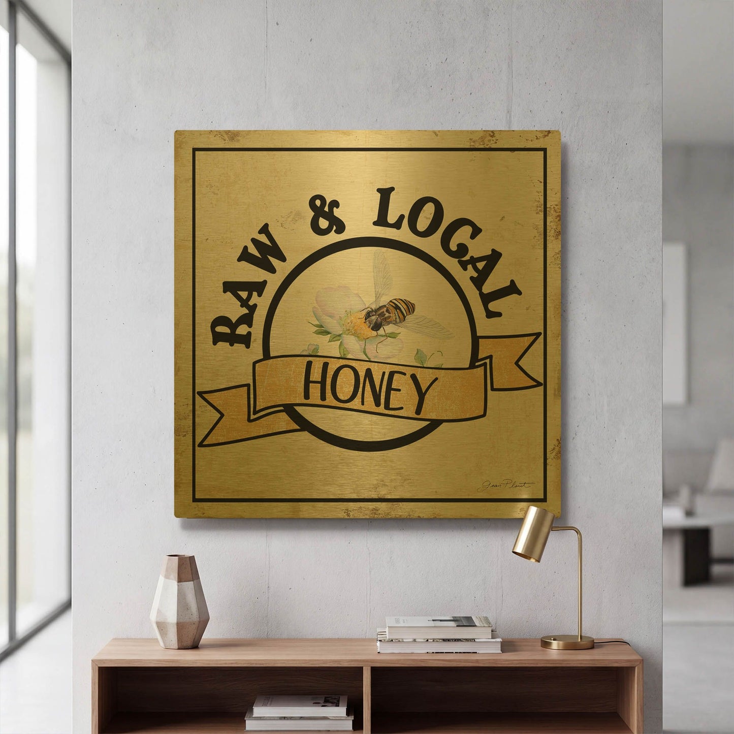 'Farm Signs K' By Jean Plout Gold Metal Wall Art