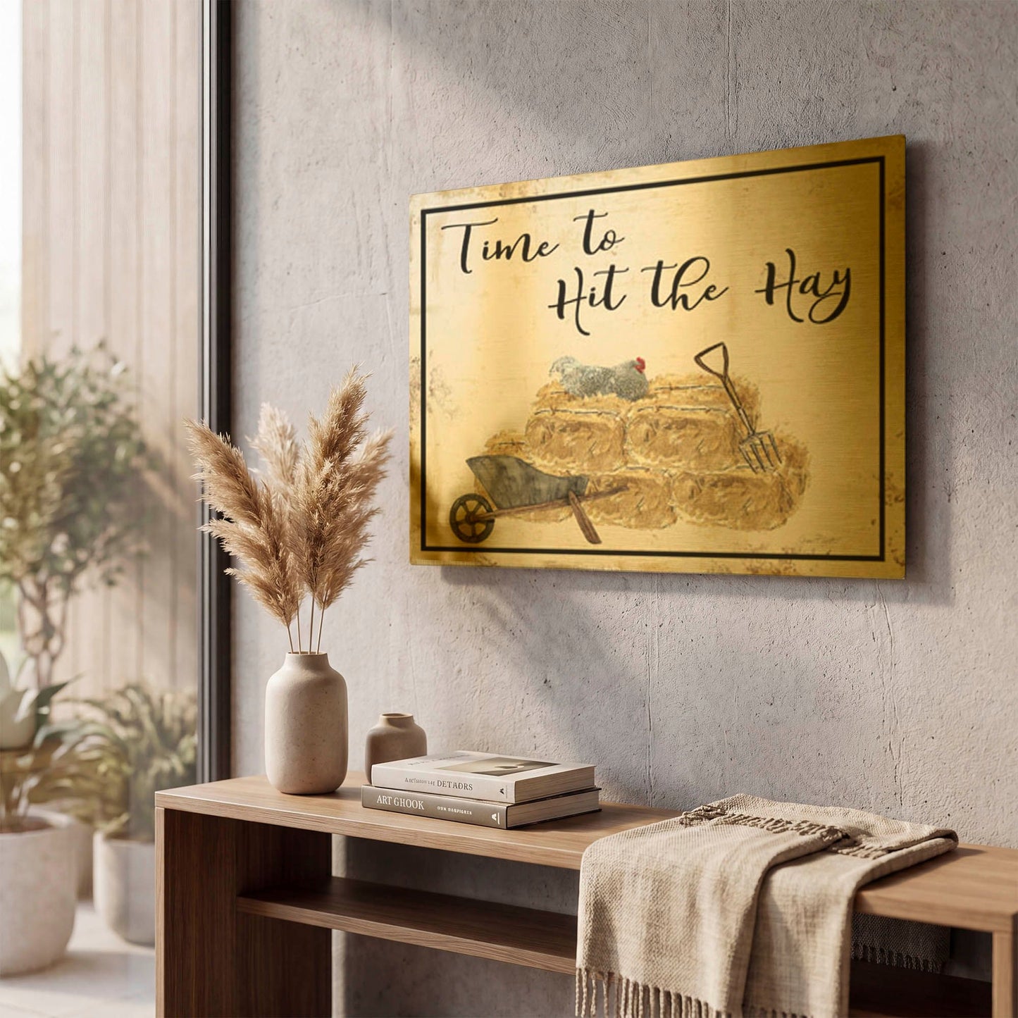 'Farm Signs M' By Jean Plout Gold Metal Wall Art