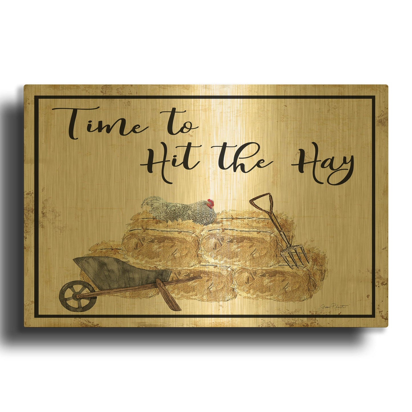 'Farm Signs M' By Jean Plout Gold Metal Wall Art