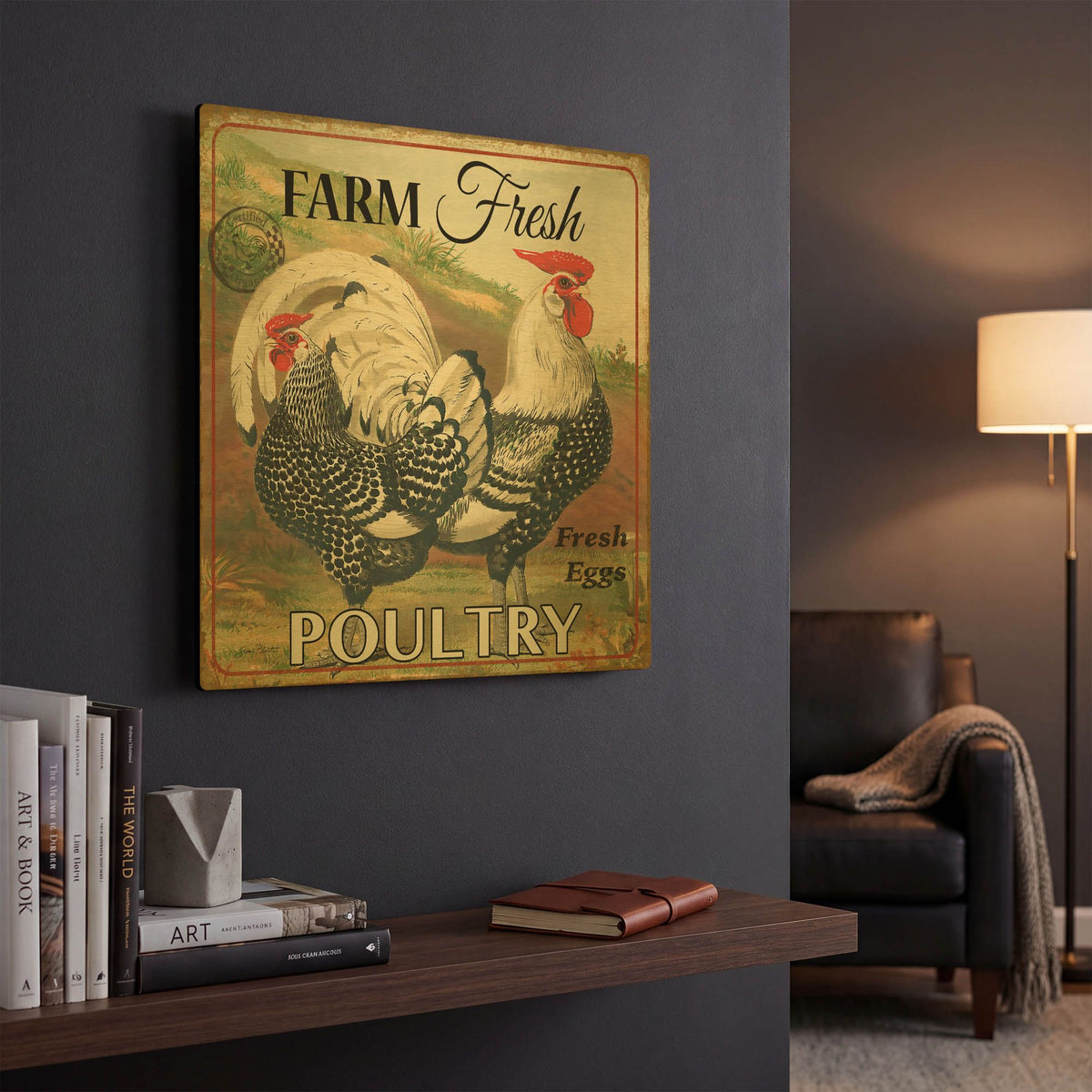'Farmer Fresh Poultry A' By Jean Plout Gold Metal Wall Art