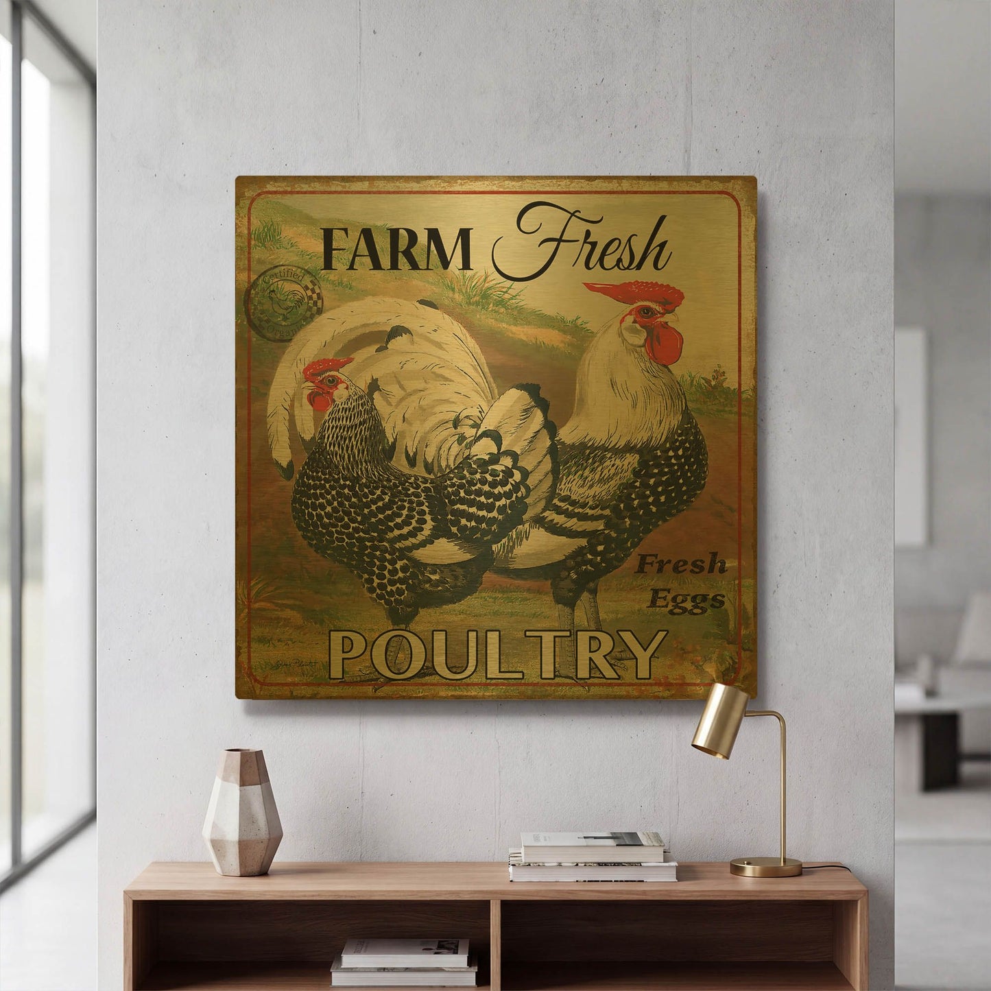 'Farmer Fresh Poultry A' By Jean Plout Gold Metal Wall Art