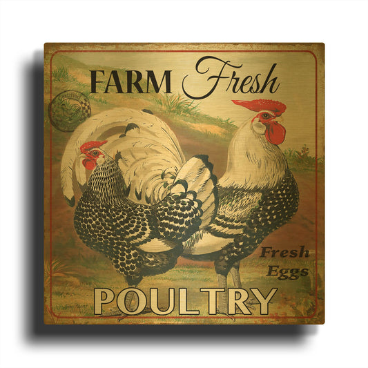 'Farmer Fresh Poultry A' By Jean Plout Gold Metal Wall Art