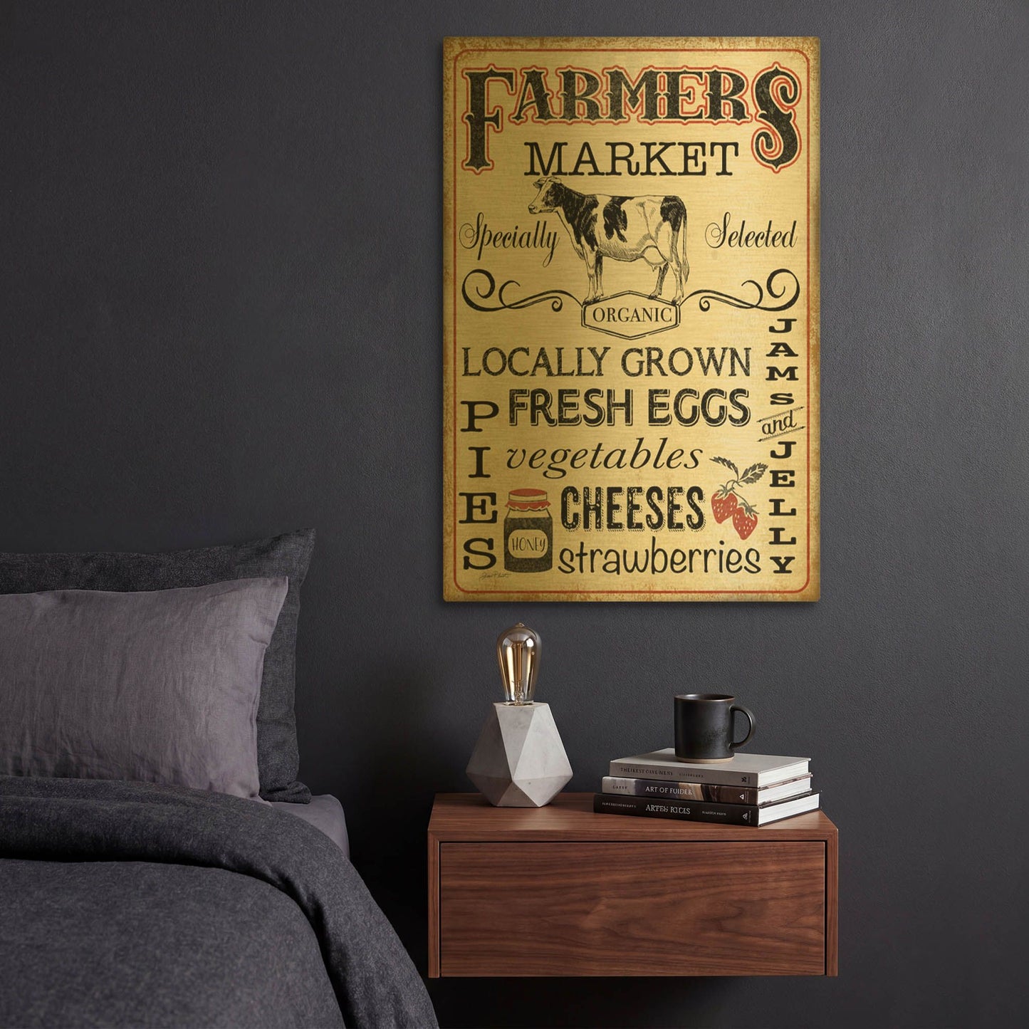 'Farmers Organic Market' By Jean Plout Gold Metal Wall Art