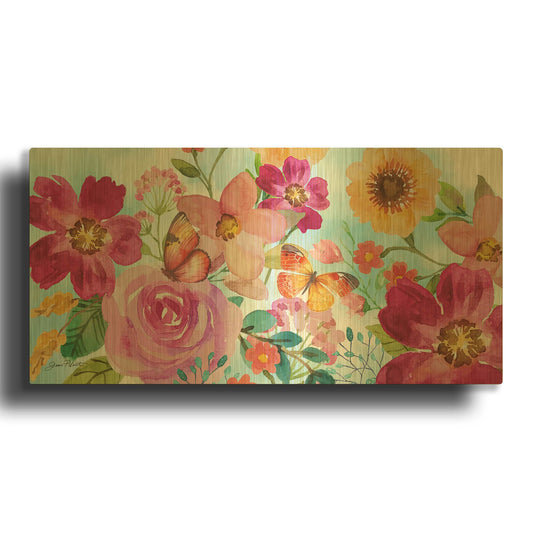 'Festive Flower Garden' By Jean Plout Gold Metal Wall Art