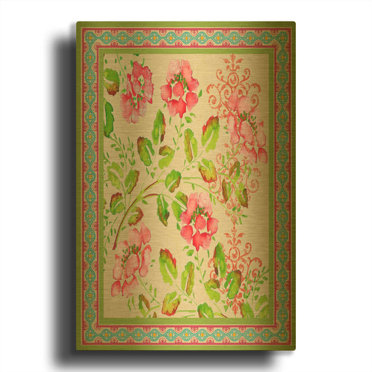 'Fiesta Floral Tapestry D' By Jean Plout Gold Metal Wall Art
