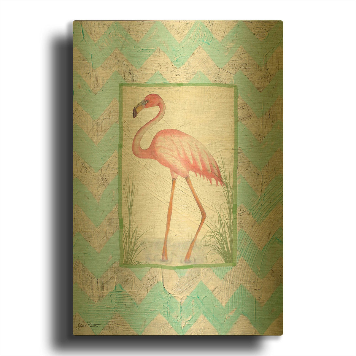 'Flamingo' By Jean Plout Gold Metal Wall Art