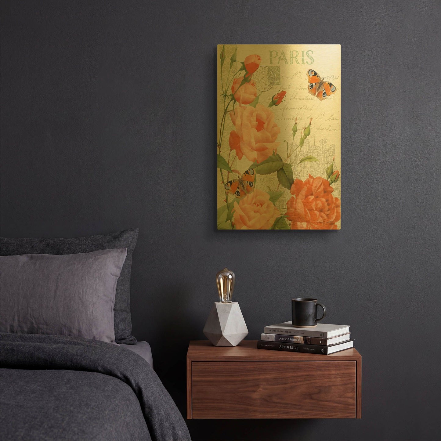 'Fleurs Francaises A' By Jean Plout Gold Metal Wall Art