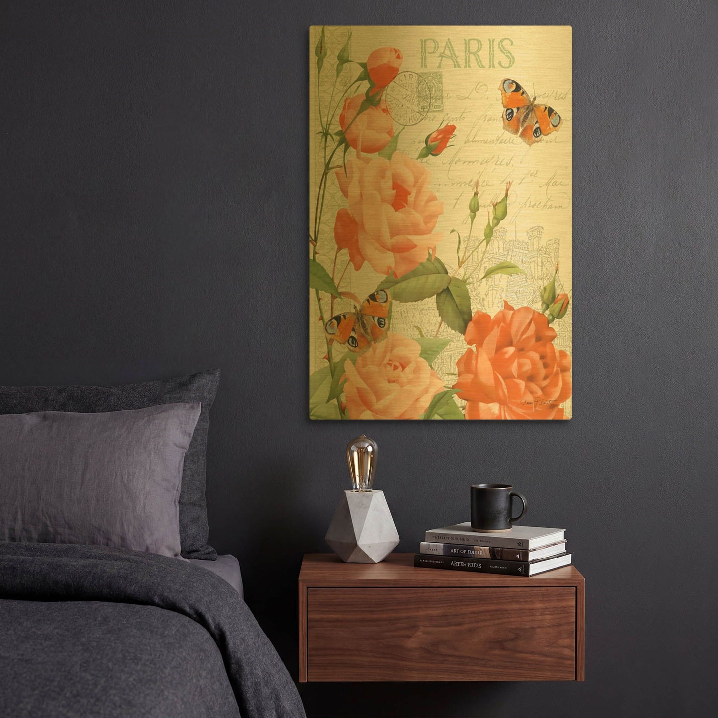 'Fleurs Francaises A' By Jean Plout Gold Metal Wall Art