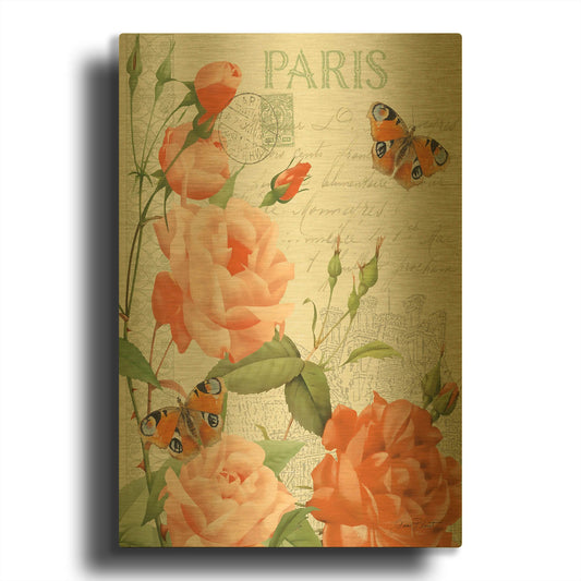 'Fleurs Francaises A' By Jean Plout Gold Metal Wall Art