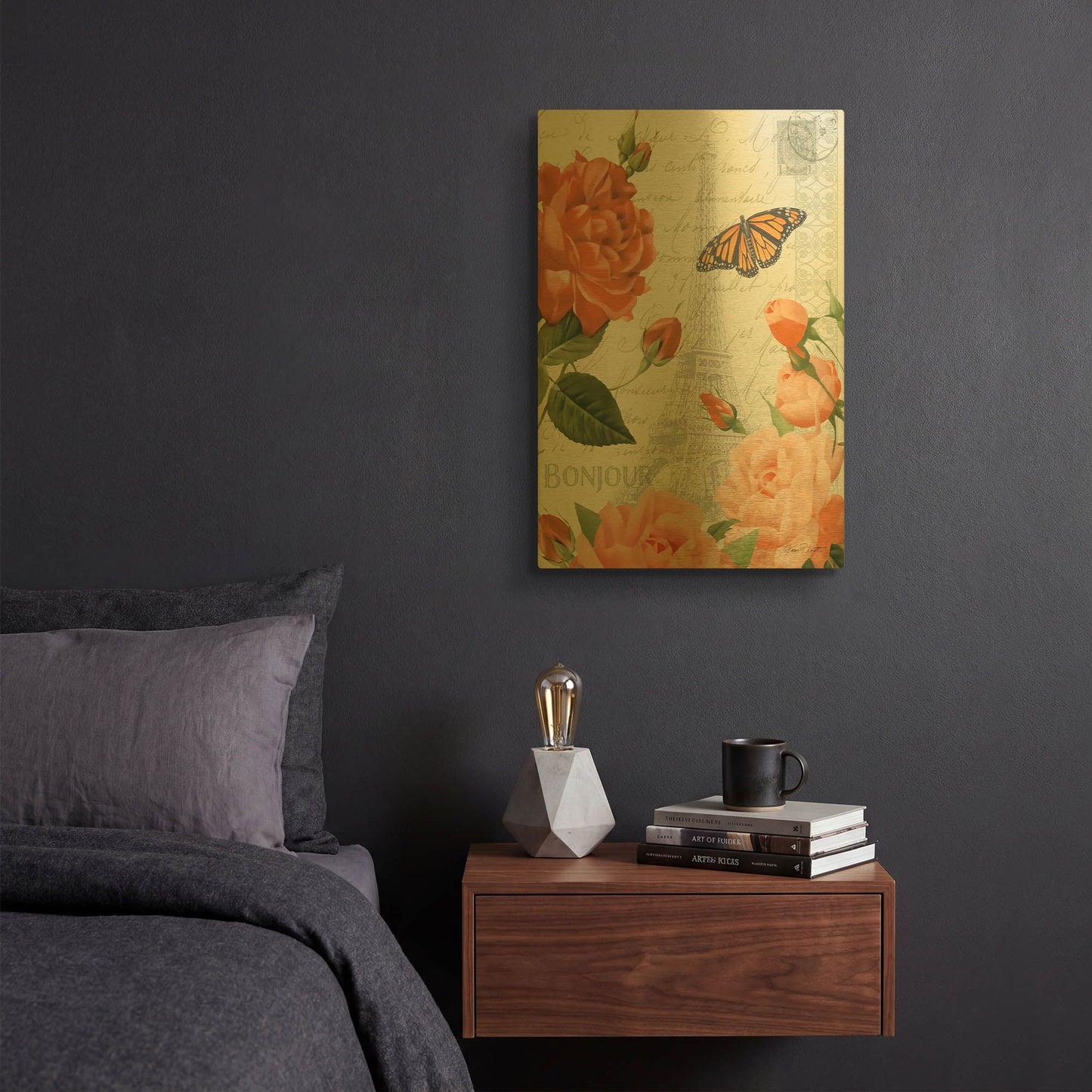 'Fleurs Francaises B' By Jean Plout Gold Metal Wall Art