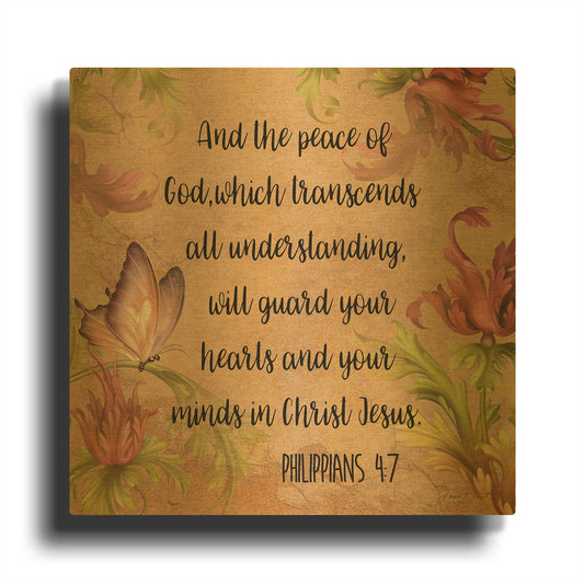 'Floral Bible Verse B' By Jean Plout Gold Metal Wall Art