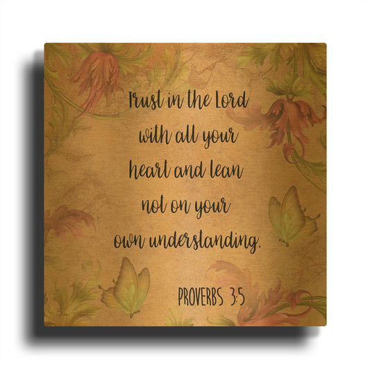 'Floral Bible Verse C' By Jean Plout Gold Metal Wall Art