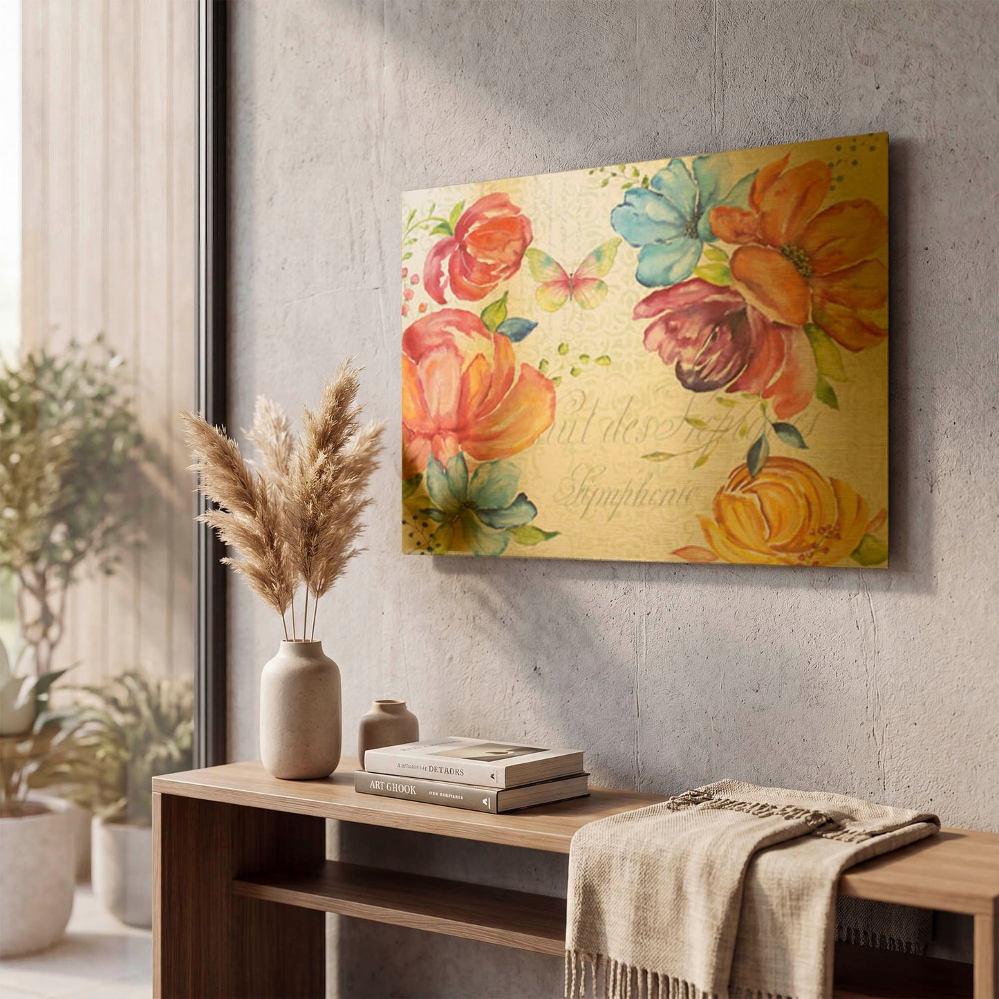 'Floral Symphonie In The Garden' By Jean Plout Gold Metal Wall Art