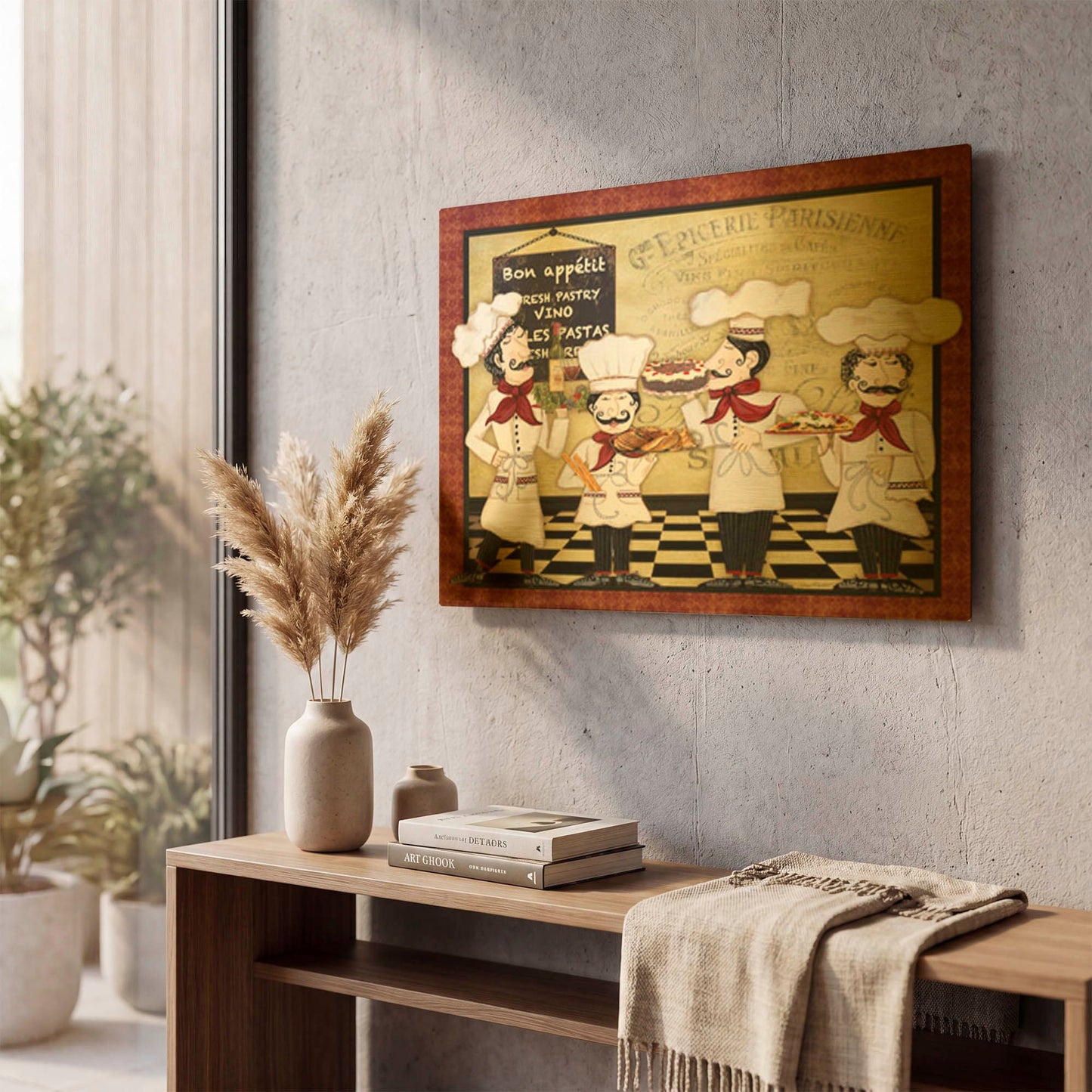 'French Chefs' By Jean Plout Gold Metal Wall Art