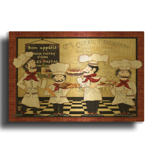 'French Chefs' By Jean Plout Gold Metal Wall Art