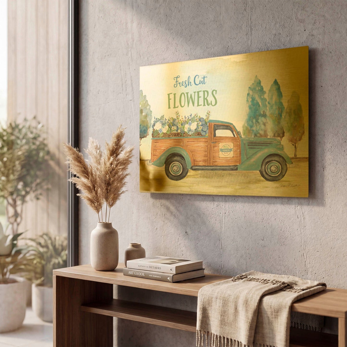 'Fresh Cut Flowers A' By Jean Plout Gold Metal Wall Art