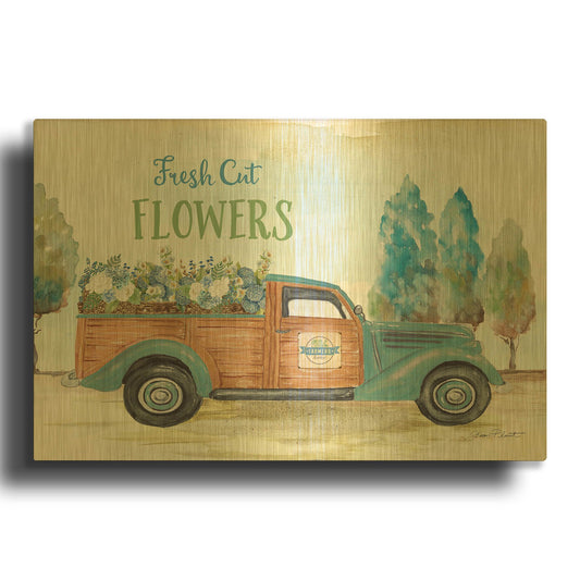 'Fresh Cut Flowers A' By Jean Plout Gold Metal Wall Art