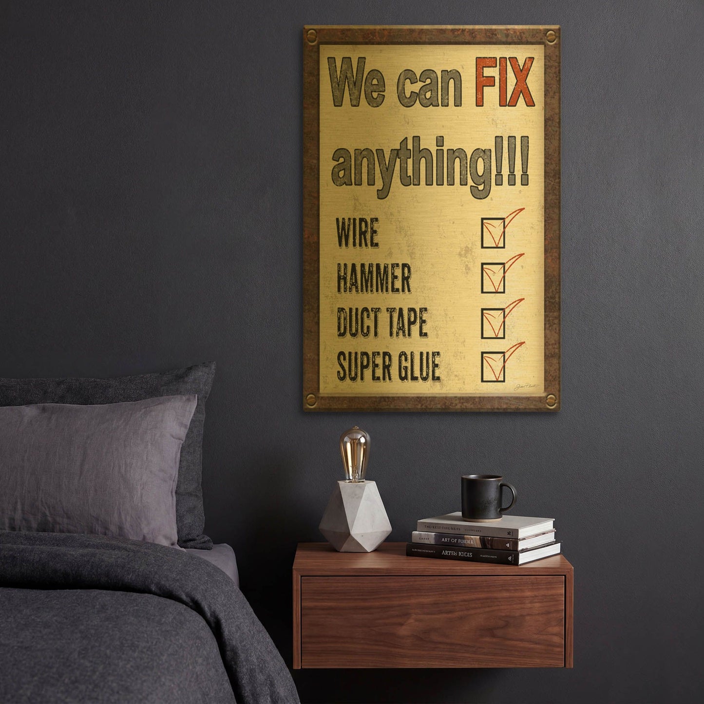 'Garage Sign Collection A' By Jean Plout Gold Metal Wall Art