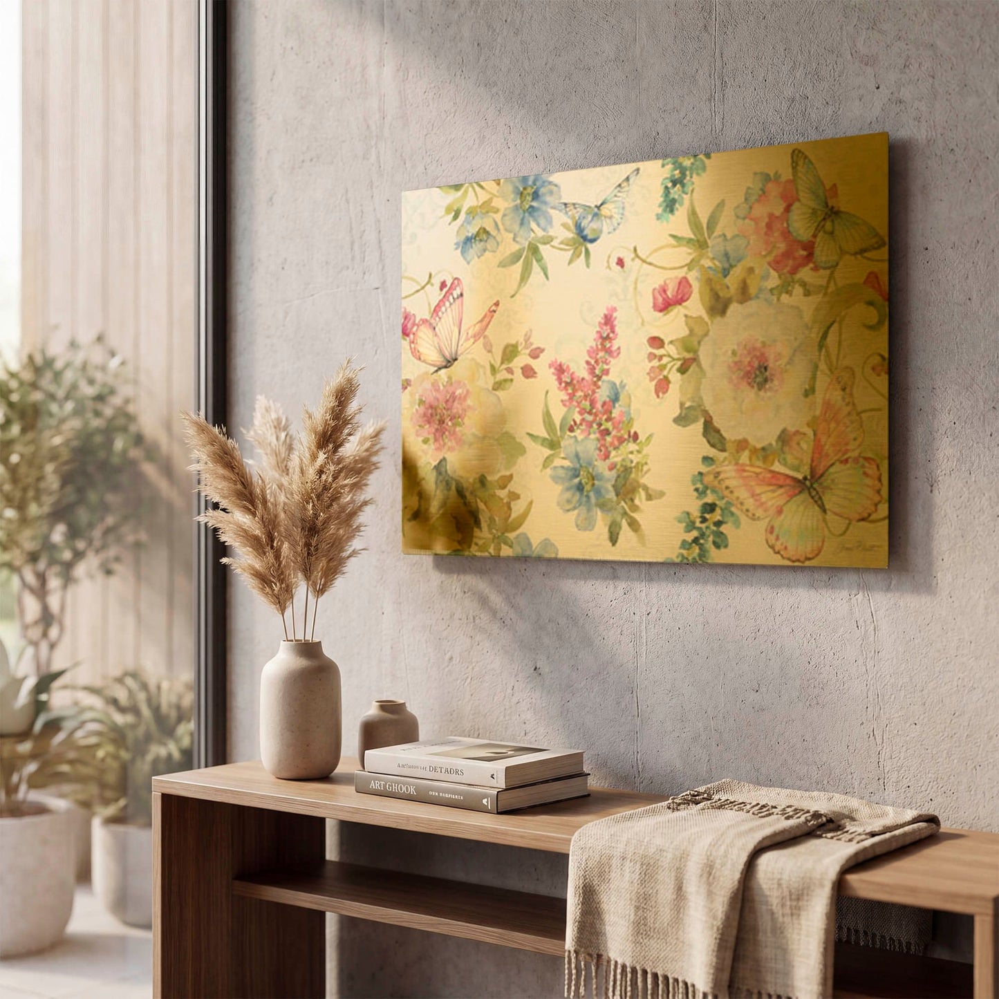 'Garden Bliss 6' By Jean Plout Gold Metal Wall Art