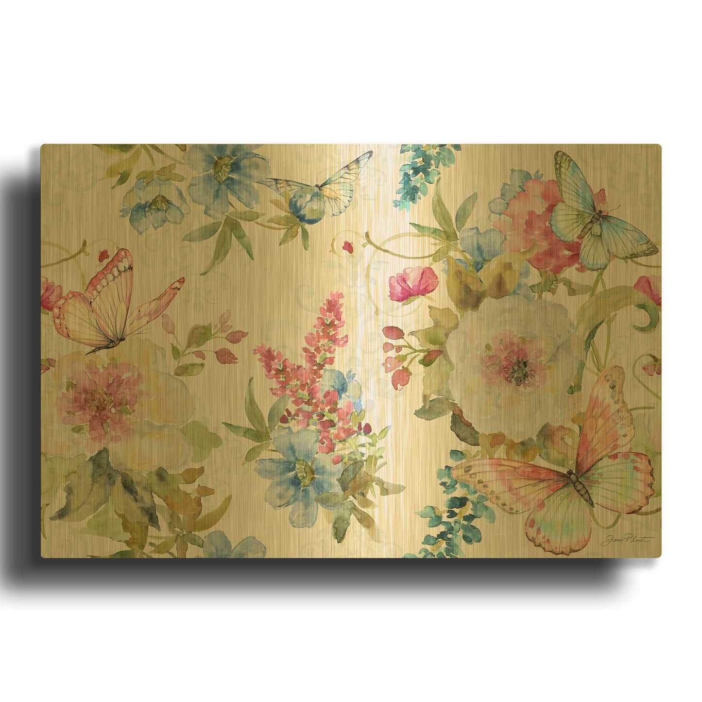 'Garden Bliss 6' By Jean Plout Gold Metal Wall Art