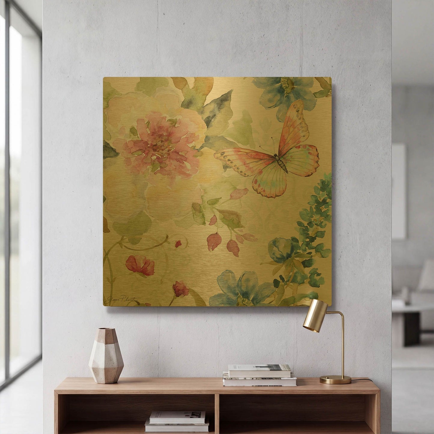 'Garden Bliss 7' By Jean Plout Gold Metal Wall Art