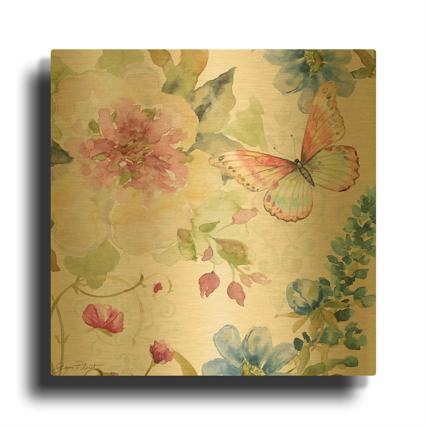 'Garden Bliss 7' By Jean Plout Gold Metal Wall Art