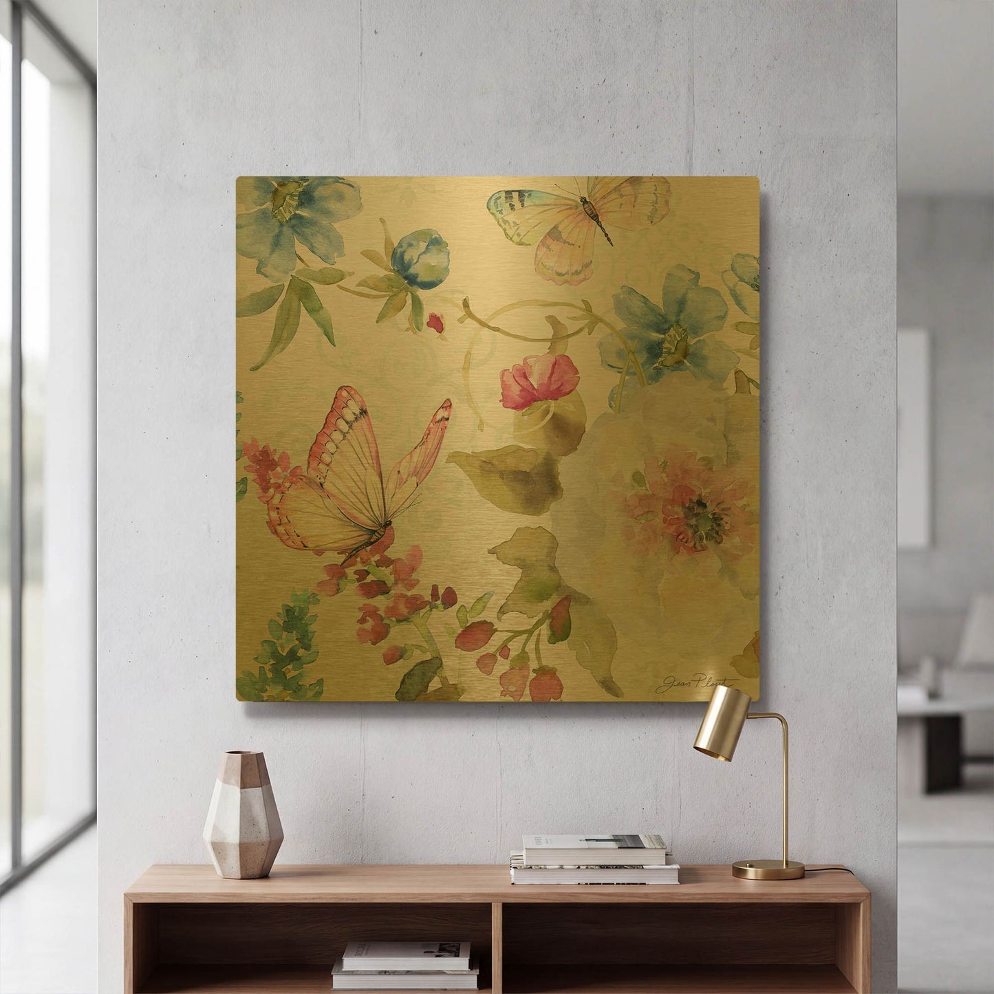 'Garden Bliss 8' By Jean Plout Gold Metal Wall Art