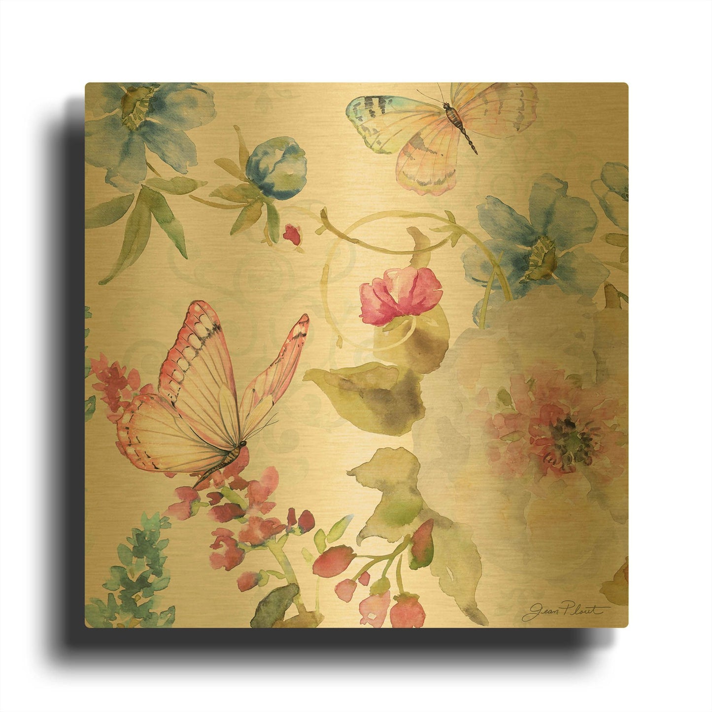 'Garden Bliss 8' By Jean Plout Gold Metal Wall Art
