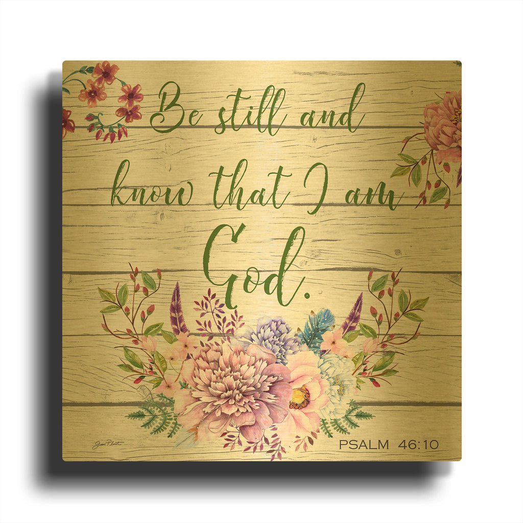 'Garden Florals Bible Verse A' By Jean Plout Gold Metal Wall Art